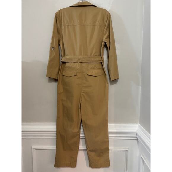 Banana Republic Jumpsuit Romper Tie Waist Womens XS Finley Poplin Camel - Picture 4 of 10